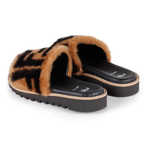 fendi faux fur slides|fendi slides price.